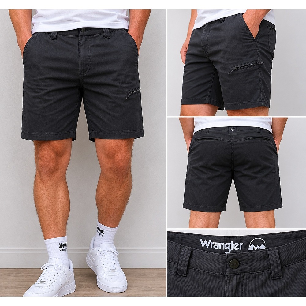 Wrangler Mens Black Outdoor Performance Cargo Shorts Size 44  Hiking Gorpcore